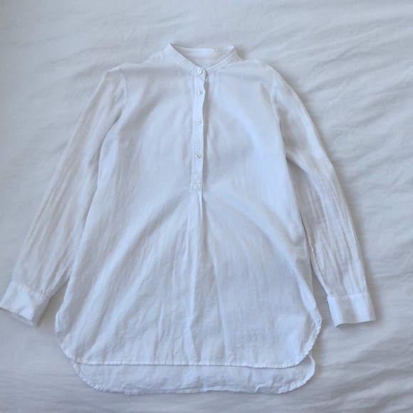 Madewell Tops - Madewell collarless linen shirt in cream Madewell Tops - Madewell collarless linen shirt in cream